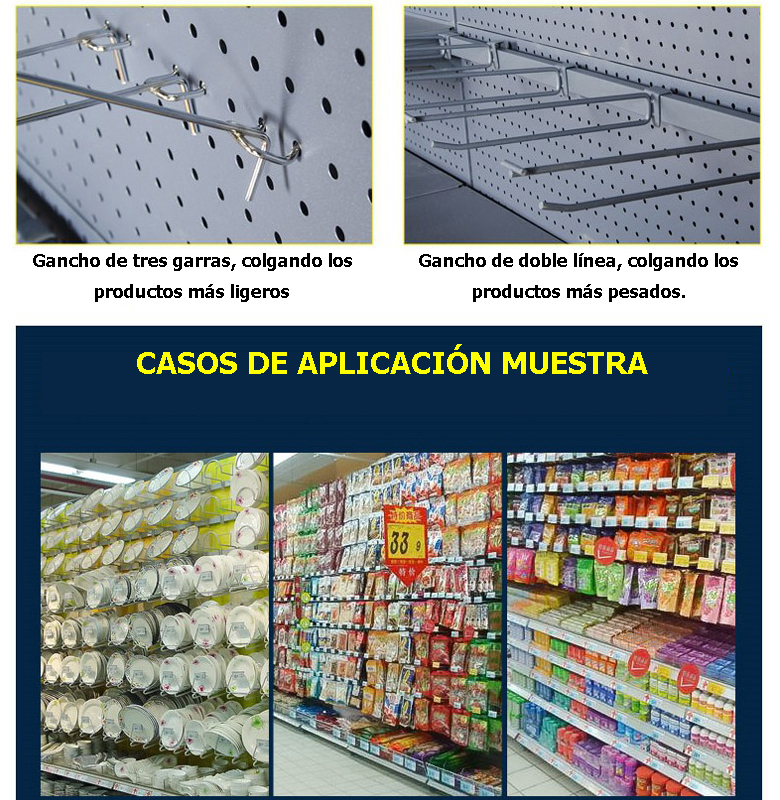 ganchos para estantes de supermercados